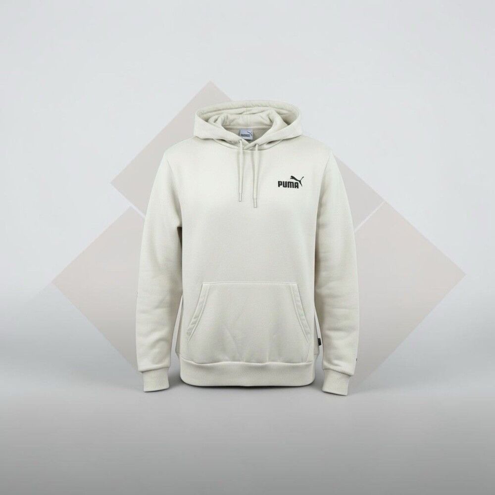 Men’s PUMA Cotton Blend Hoodie - Ivory Color With Smaller Black Logo - Size L
